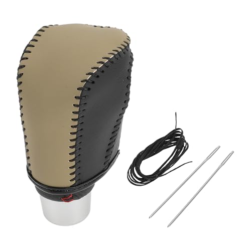 HOPESPANNER Gear Shift Knob Cover for Honda Civic 2016-2021 Anti-Slip Beige Black Stick Shifting Handle Protector Faux Leather 1 Pcs