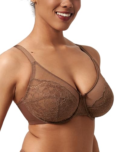 Image of HSIA Minimizer Bras for Women Enchante Full Coverage Underwire Bras Plus Size Lifting Floral Lace Bra for Heavy Breast