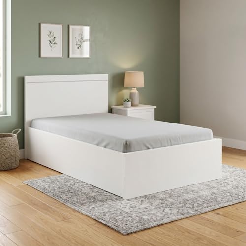 Image of DELITE KOM Single Bed with Storage, Jazz Engineered Wood Bed (77x37 Inches), Frosty White, Installation Included, 1 Year Warranty, Good for Bedroom