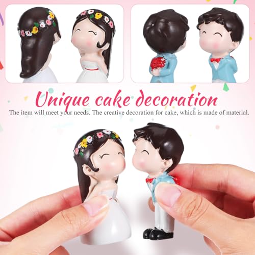SEWACC 1 Pair Wedding Cake Topper Bride and Groom Resin Couple Statue Decorative Figurine Miniature Ornament for Cake Decoration by SEWACC - Image 4
