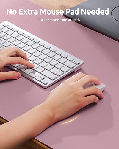 Image of YSAGi Leather Desk Mat, Large Mouse Mat, 60 x 35 cm, Pale Mauve | Non-Slip Desk Pad, Keyboard Mat, Waterproof Table Protector Desk Accessories for Office & Home