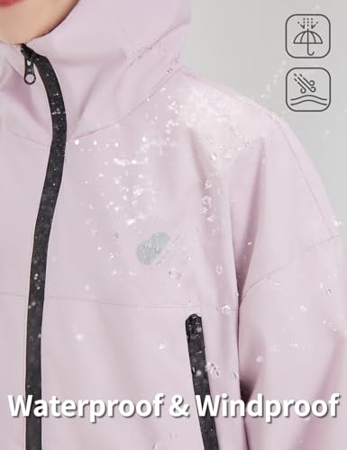 Image of Kids Rain Jacket Lightweight Waterproof Rain Coats Outerwear with Hood for Boys Girls Size 5-15