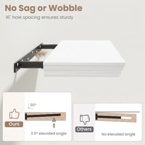 Image of 30 Inch Floating Shelves for Wall, 9.3 inchD Crown Molding Wood Display Shelf