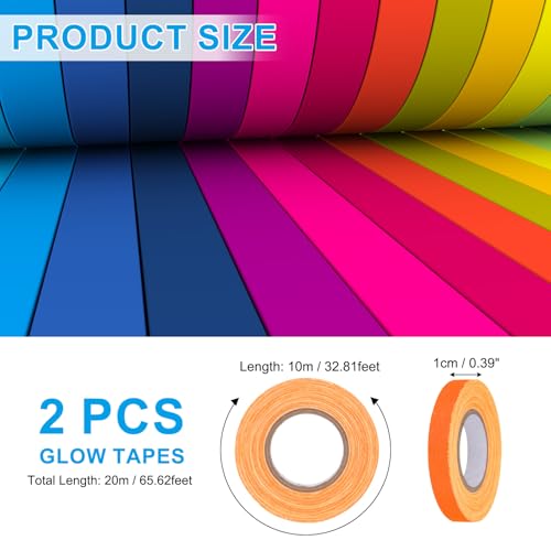 Image of PATIKIL Neon Gaffer Cloth Tape, 0.4 Inch x 65.6 Feet Colored Cotton Glow Tape Markers Fluorescent Blacklight Glow in The Dark Reflect Tape Stickers for Party Decorations, Orange