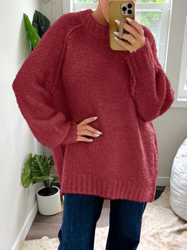 Image of Saodimallsu Womens Oversized Sweater Fuzzy Long Sleeve Casual Tunic Sweater