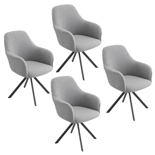 Lot de 2/4 housses de chaise avec accoudoirs en jacquard extensibles et lavables universelles pour salle à manger, hôtel, salon, décoration de mariage (gris...