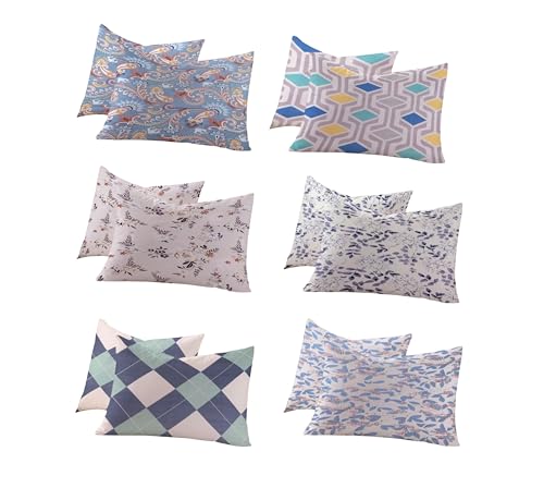 Image of RD TREND 210 TC Premium Glace Cotton Assorted King Size Printed Floral Design Pillow Cover -18 inchX28 inch Inches,(Pack of 6) of Any 12 Pieces Color Multi-3