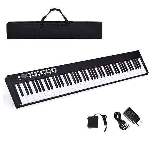 COSTWAY Pianoforte Digitale 88 Tasti Pesati, Tastiera Elettrica con Custodia, Pedale di Risonanza, Funzione MIDI e Bluetooth, Adattamenti Dinamici, Ottimo per Principianti