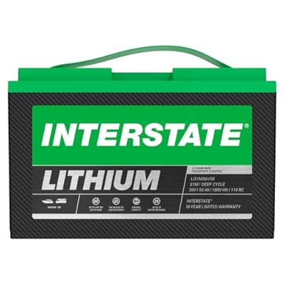 Interstate Batteries 36V 50Ah Group Size 31M Lithium Marine/RV Deep Cycle LiFePO4 Battery, Maintenance Free, Lightweight, Ideal For Boats, Trolling Motors, RV Camping, Off-Grid, Yachts (Li31M36V50)