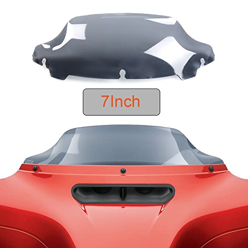 Image of Smoke 7 inch Wave Windshield Windscreen Compatible for 2014-2024 Harley Davidson Touring Street Glide /Electra Glide /Ultra Limited /Tri Glide FLHT FLHX FLHXS FLHTK 14-24