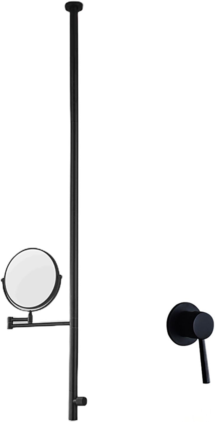 Brass Ceiling Top Entry and Exit Wall Concealed Ceiling High-end Faucet Creative Art Style Boom with Mirror Straight Mouth Faucet Single Handle Dual Control (Black)