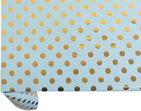Vinylla Metallic Gold Polka Dot on Duck Egg Easy Wipe Clean PVC Tablecloth