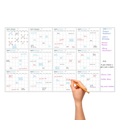 Pizarra blanca reutilizable de borrado en , calendario de pared de 35 x 58 pulgadas, gran de pizarra magnética borrable, herramienta de organización de oficina, hogar, escuela, para