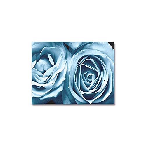 Creative Beautiful Modern Canvas Wall Art - Light Blue Rose Flower Canvas Print 16" X 12" Inch - Stretched And Framed Painting Artwork Home Decor Wall Living Room Office Canvas Art - 100% Woven Cotton Canvas Print #TOP22
