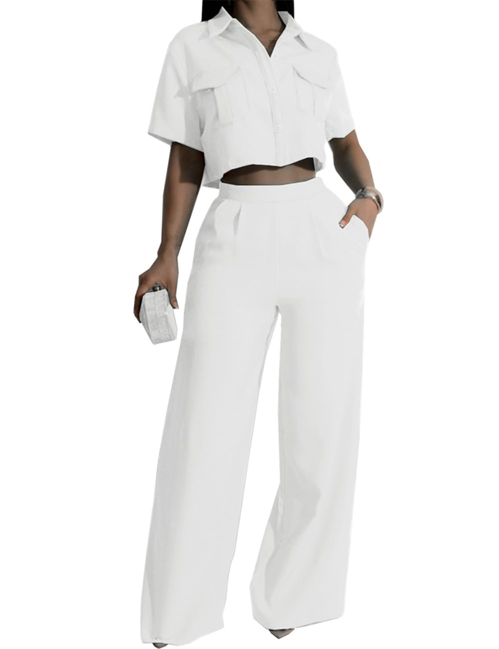 Womens Casual Tops Pants Two Piece Matching Sets Outfits