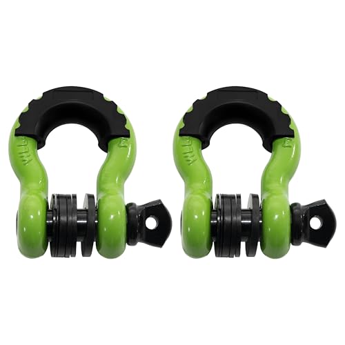 Dリング シャックル 3/4" 二個セット 牽引器 オフロードカー SUV ATV トレーラー キャンピングカー 取り付ける簡単 高強度 スポーツユーティリティ (緑)