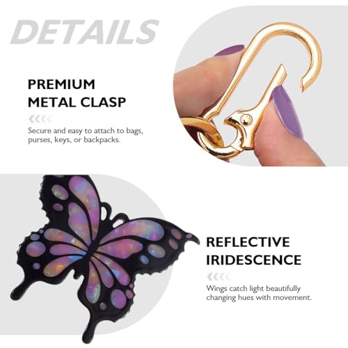 Tropical Hibiscus Flower Bird Butterfly Keychain Bag Charm Keychain Gold-Tone Clasp, 5.3 Inches