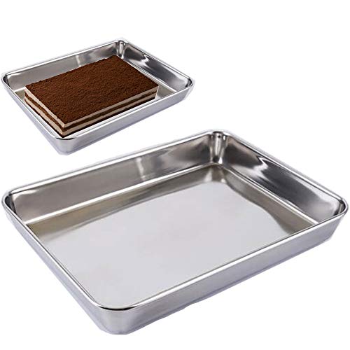 Baking Cookie Sheets Pan,Jelly-Roll Pans Roasting Pan,Stainless Steel Baking Pans Tray Cookie Sheet,Nonstick Toaster Oven Baking Sheet Pans, Easy Clean & Dishwasher Safe (12'' x 9.64'')