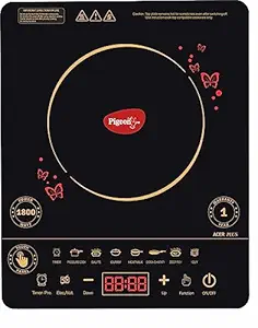 Pigeon By Stovekraft Acer Plus 1800 Watt Induction Cooktop with Fully Touch Control, Induction Stove comes with 8 Preset Menus and Auto-Shut Off BIS Certified (Black)