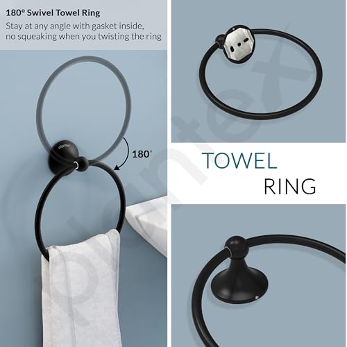Image of Plantex Towel Ring for Bathroom /Stainless Steel Towel Holder /Round Napkin Ring /Towel Stand for Bathroom /Bathroom Accessories - Pack of 1 (Black)