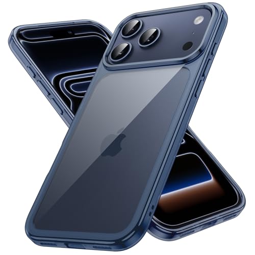 Image of JETech Case for iPhone 17 Pro 6.3-Inch, Non-Yellowing Shockproof Phone Bumper Cover, Anti-Scratch Clear Back (Deep Blue)