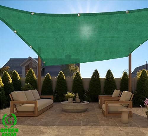 Image of HDPE Fabric Self Fold with SS Eyelet Sun Shade Sails 85-90% Protection from Sun & UV Rays Ideal for CarParking,Outdoor Garden,Balcony,Tent(Green Black Color, 14 X 16 Feet) Pack of 1 Pc