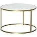 Outsunny Beistelltisch Couchtisch rund modern Nachttisch bis 50 kg für Outdoor Indoor Metall Weiß+Gold Ø58,5 x 38,5H cm