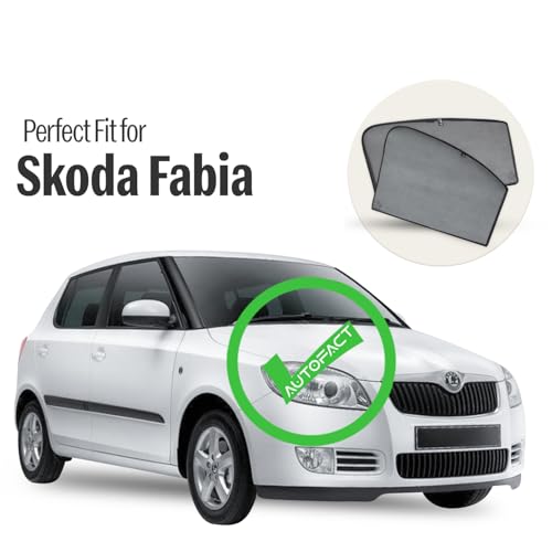 Image of Autofact Car Sunshades for Skoda Fabia, UV Protection, Useful Car Accessories, Custom fit Sun Shades for Side Windows, Set of 4
