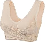 Kendally Bras, Kendally Bras for Women, Kendally Bras for Older Women, Comfy Corset Bra Front Cross Side Buckle Lace Bras (XXXL, Beige)