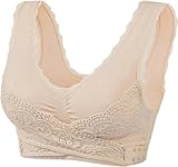 Comfy Corset Bra Front Cross Side Buckle Lace Bras, Corset Bras for Women, Wireless Bras for Women (4XL, Beige)