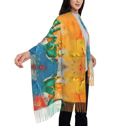 Kids Hand Print Scarfs For Women Wraps For Evening Dresses Large Warm Soft Scarves Scarf4