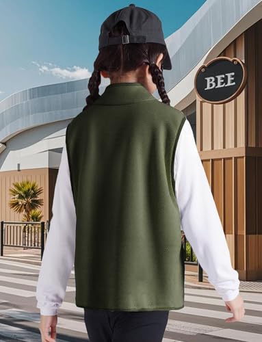 Image of Happy Cherry 2025 Kids Winter Fleece Vest Boys Girls Fleece Stand Collar Fuzzy Fall Winter Warm Outerwear with Pockets
