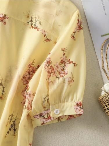 Image of Gufrina Womens Casual Button Down Shirt with Abstract Floral Print in Blush Pink Color, Long Sleeves and Relaxed Fit Design