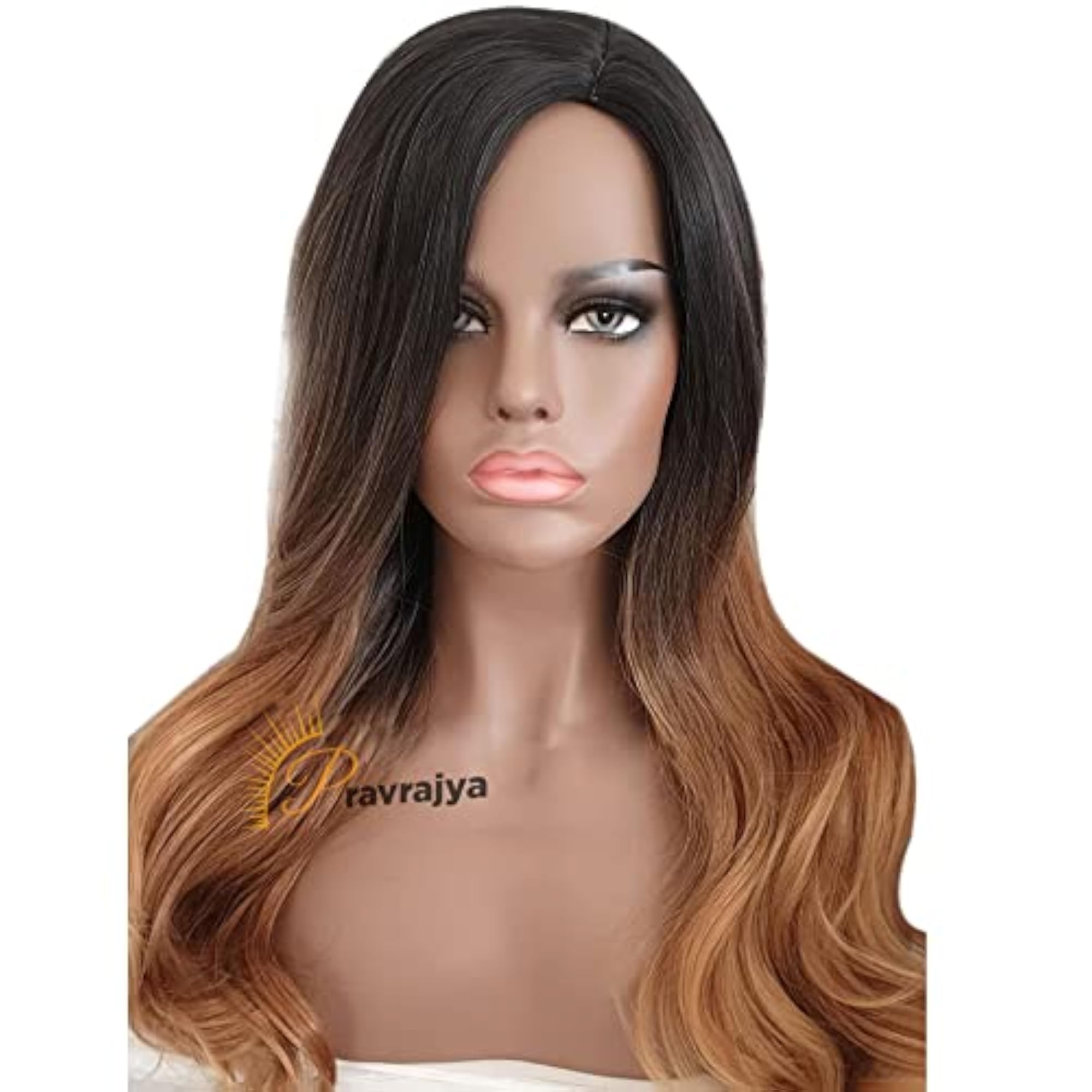 Ombre Brown Blonde Wavy Wig, 24 Inch Long