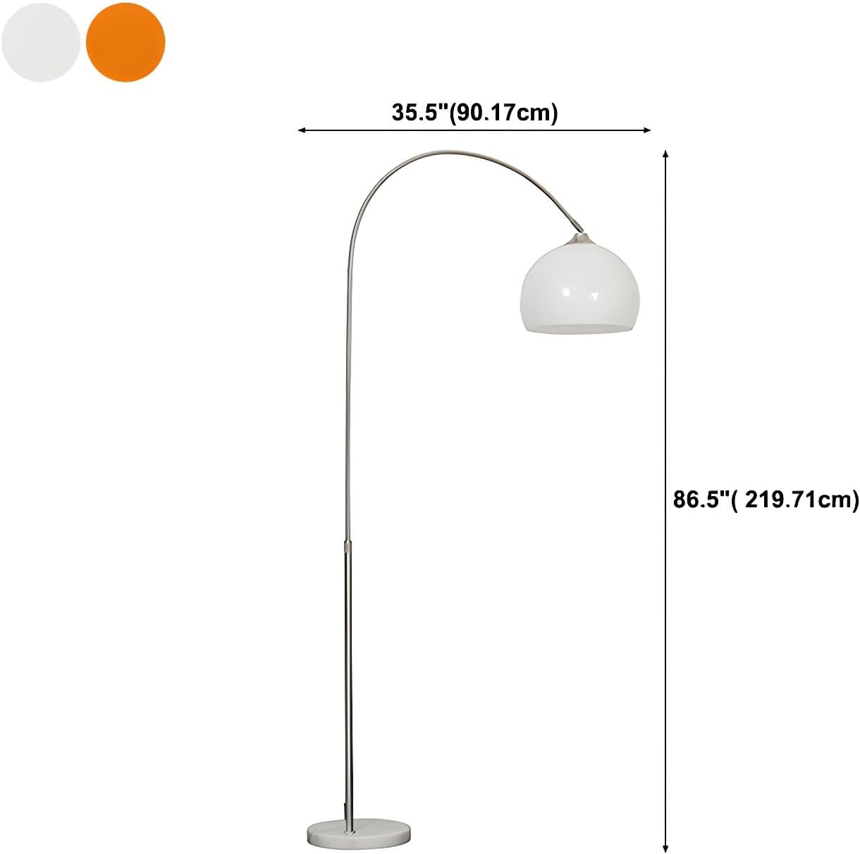 LITFAD Metal Round Shape Floor Lamp Modern Style 1 Light Floor Lamp Adjustable Lamp Head Standing Light for Living Room Office Bedroom - 110V-120V Orange