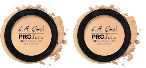 L.A. Girl Pro.Face Matte Pressed Powder, Creamy Natural GPP604 (Pack of 2)