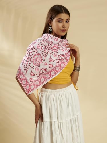 Image of Ravaiyaa - Attitude is everything Sanganer Hand Block Printed Scarves Pure Cotton Scarf Square Hijab Dupatta 40 inch X 40 inch Inch