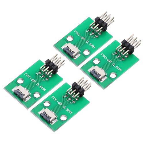 QUARKZMAN 4Pcs Placa de Conector FFC FPC de 5 Pines 0.5mm Socket a 2.54mm Doble Hila de Pines en Ángulo Recto, Adaptador de Tira de Encabezado, Placa Convertidora PCB para DVD TV