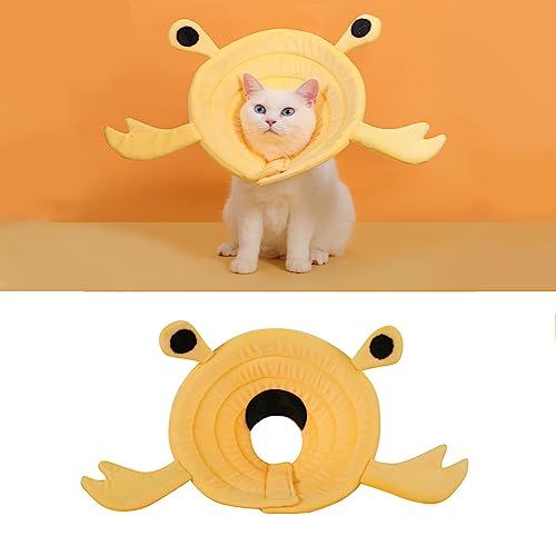 Image of MANON ROSA Cat Cone E-Collar: Soft After Surgery Elizabethan Collar Adjustable Cute Animal Design for Dogs Cats Puppies Kittens Rabbits Bunnies Prevents Licking (Crab,L)
