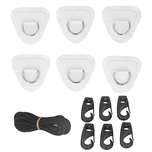 PVC D Ring Patch Elastisches Seil Set, D Ring Patch Bungee Rope Set aus Edelstahl Schlauchboote Kanus Kajaks Surfbretter 6 Stück (Weiß) PVC D Ring Patch Elastisches Seil Set, D Ring Patch Bungee Rope Set aus Edelstahl Schlauchboote Kanus Kajaks Surfbretter 6 Stück (Weiß)