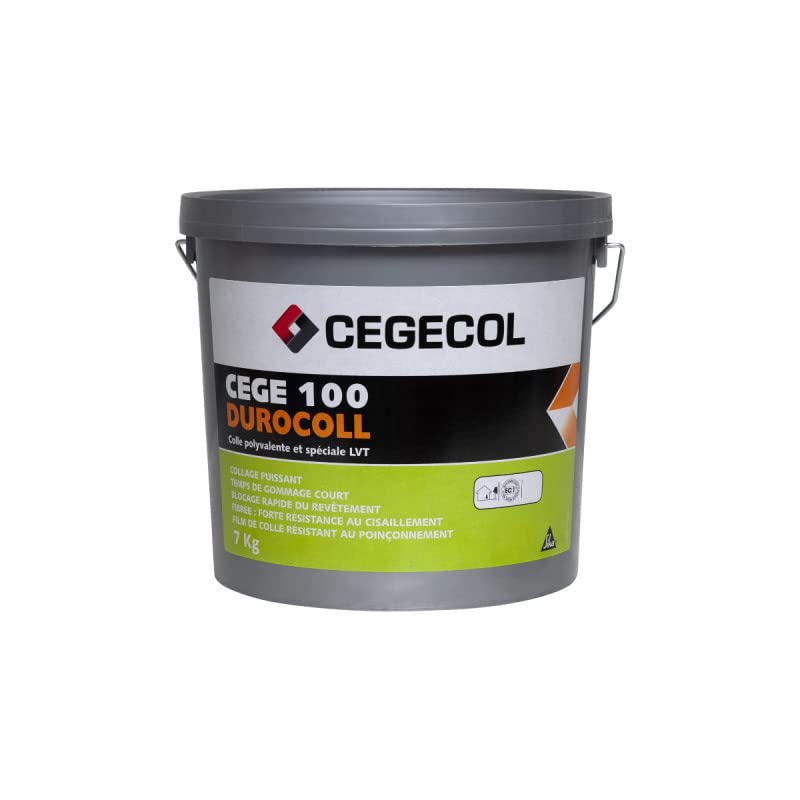 Colle acrylique fibrée CEGE 100 DUROCOLL CEGECOL SIKA pour sol LVT et moquette en seau de 7kg