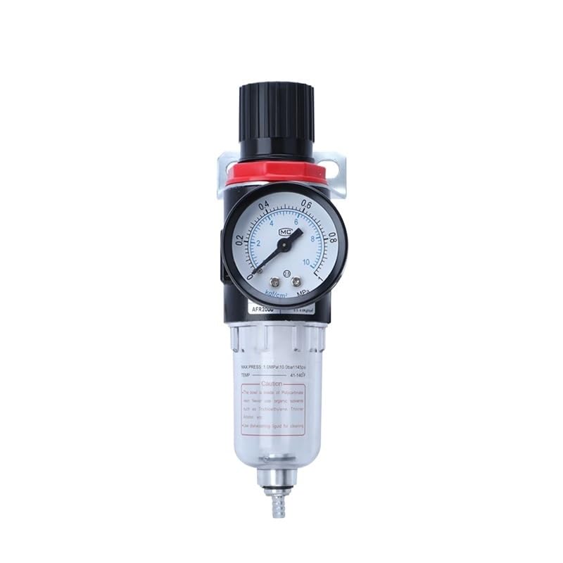 AFR-2000 1/4'' Air Filter Regulator Compressor Pressure Oil Water Separation Gauge Outfit with PC Connector PM20 Slide Valve(AFR2000 Copper)