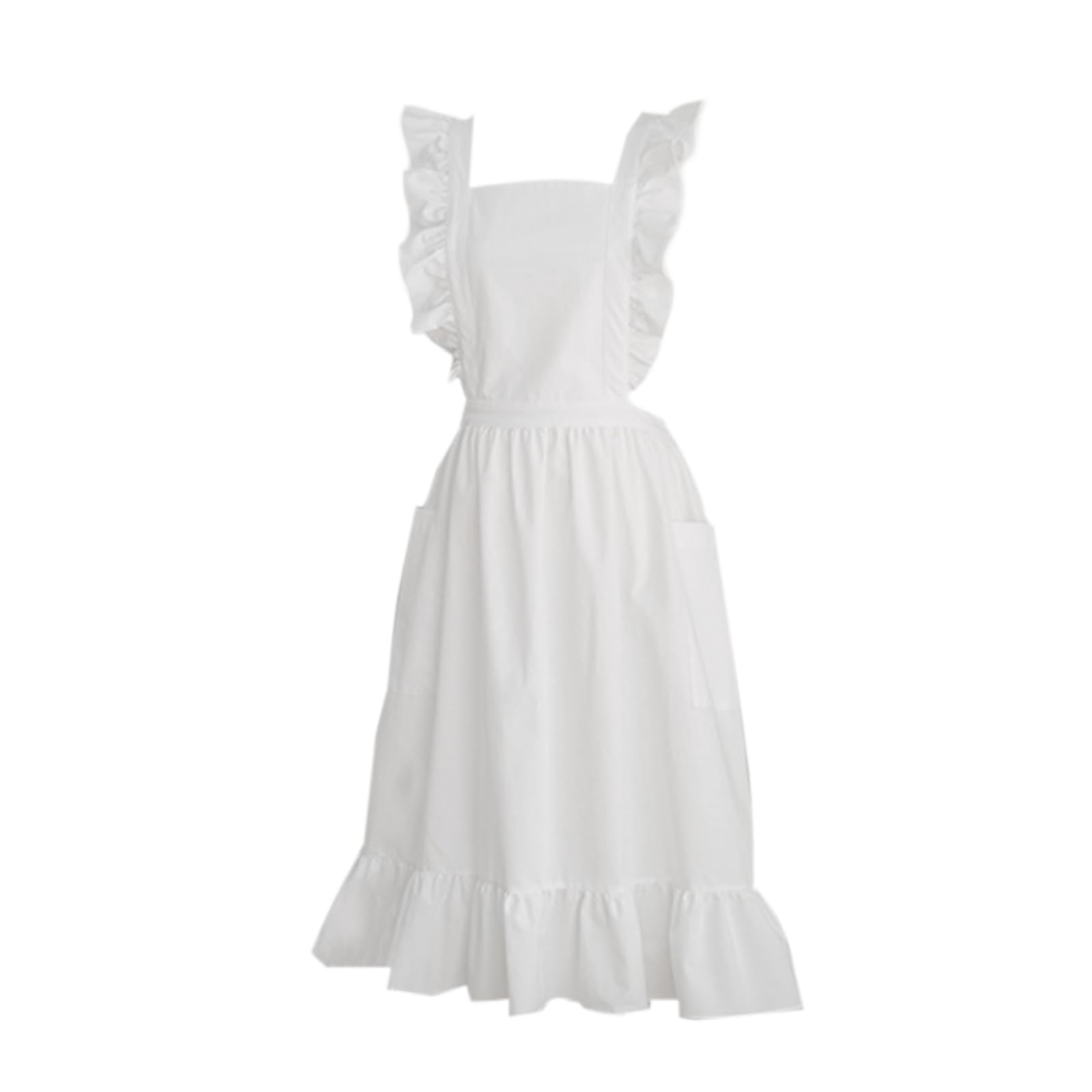 YROHGKPN Cotton Linen Apron Pinafore Dress for Women Adjustable Casual Cooking with Pocket for Kitchen Restaurant Work for Women