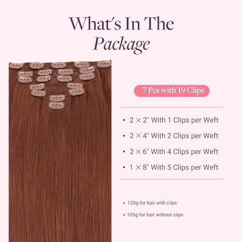 Image of GOO GOO Clip in Hair Extensions Real Human Hair Copper Remy Extensions