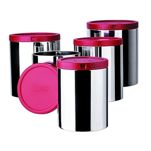 Porta Mantimentos com Tampa, 5 peças, Vermelho, Euro