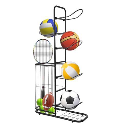 Support de balle vertical anti-encombrement avec paniers de rangement