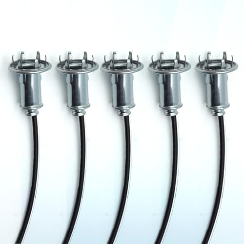 Vintage Gauge Dash Light Socket Fit Size 9mm Light Bulb and 5/8 Size Hole, Gauge Cluster Dash Light Gauge Light Sockets with Hardware 12 Inch Pigtail Wires Fit Rat Rod Hot Truck Sun Tach Set of 6