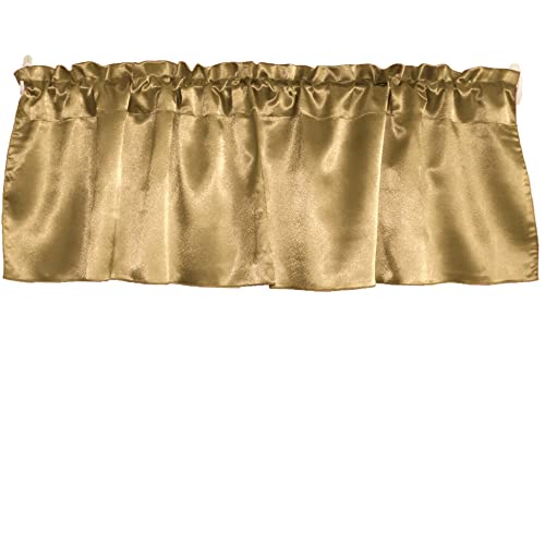Lovemyfabric Shiny Smooth Satin Valance Window Treatment Modern Home Décor Bedroom Kitchen Living Room Classroom Cabin Diner Hotel Rv Window Treatment 58" Wide (14" Tall, Gold) #TOP26