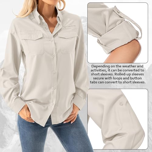 Women's UPF 50+ Long Sleeve UV Shirts Sun Protection Outdoor Cool Quick Dry Fishing Hiking Safari Travel Gardening Shirts4