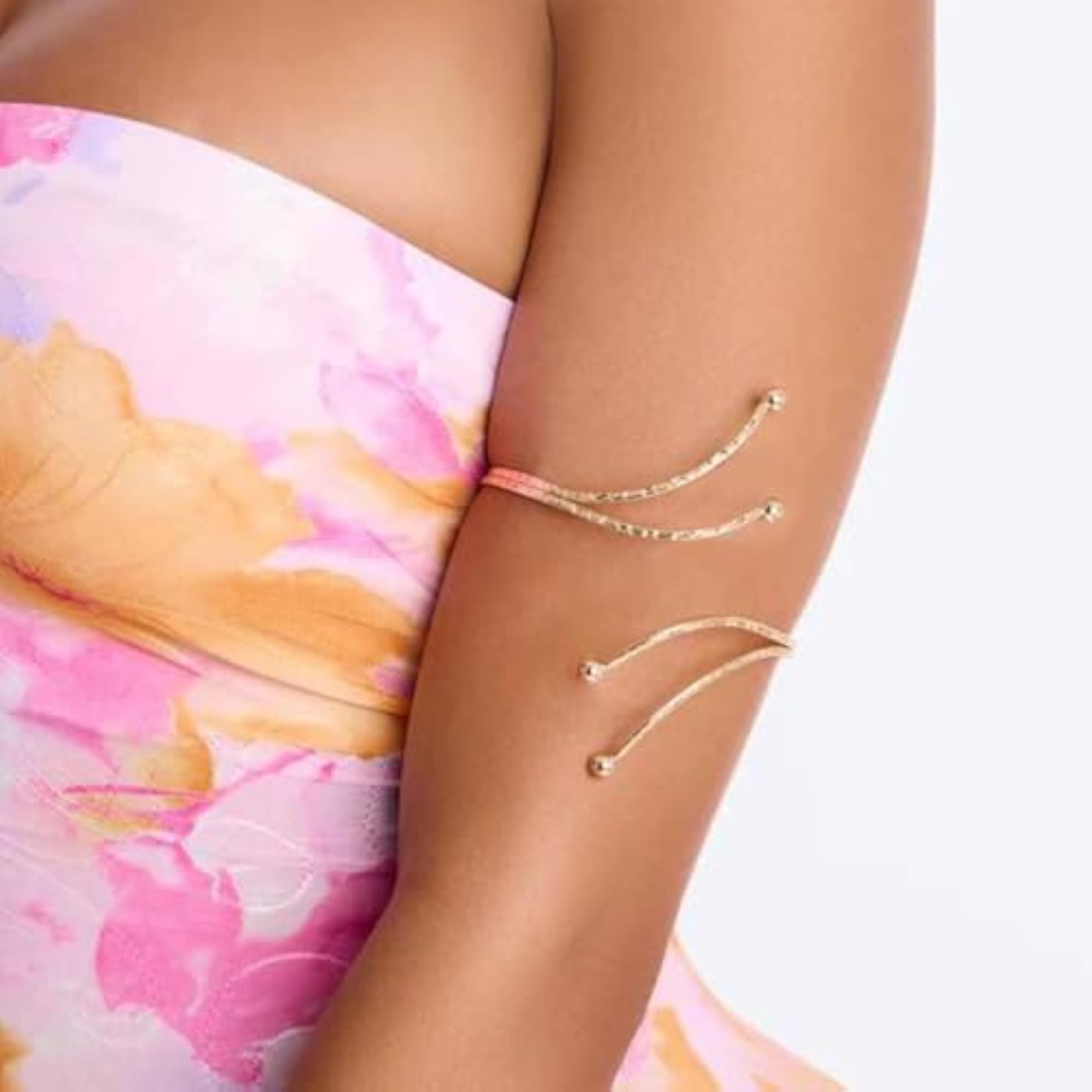 Women's Geometric Open Armlet, Metal Wire Upper Arm Cuff Bangle